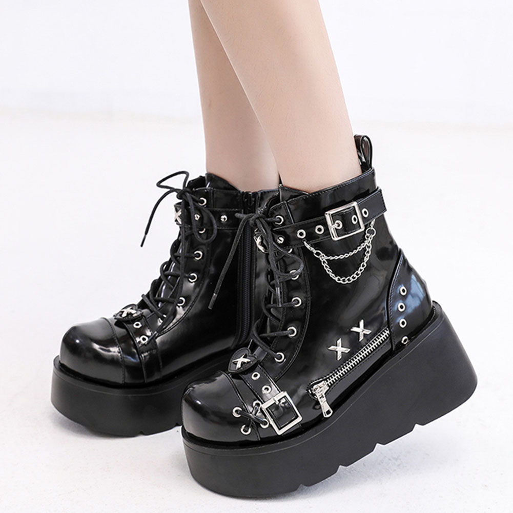 Motorcycle Chain - Brand New Dames Goth Platform Enkellaars