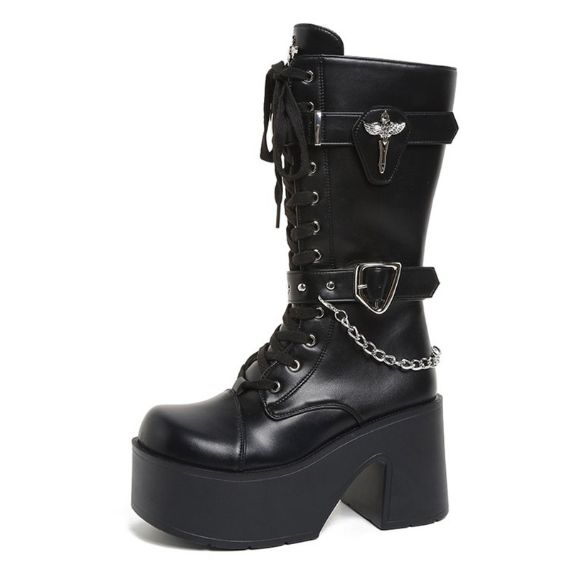 Goth Platform Chunky High Heel - Motorcycle Chain recensie en prijs